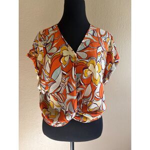 Sweet-rain Women's Orange Artsy Blouse Size Medium